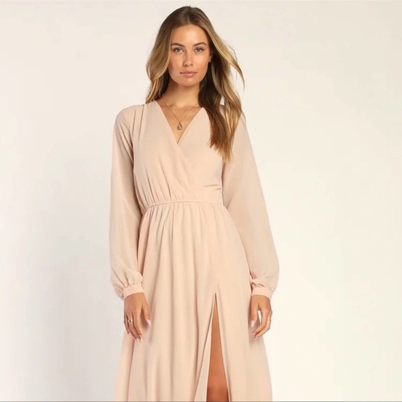 Lulu’s Wondrous Water Lilies Blush Pink Long Sleeve Maxi Dress - Picture 2 of 14